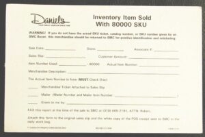 Item sold with 80000 SKU form